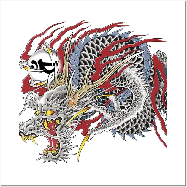 Kiryu Kazuma dragon tattoo Wall Art by thehollowpoint